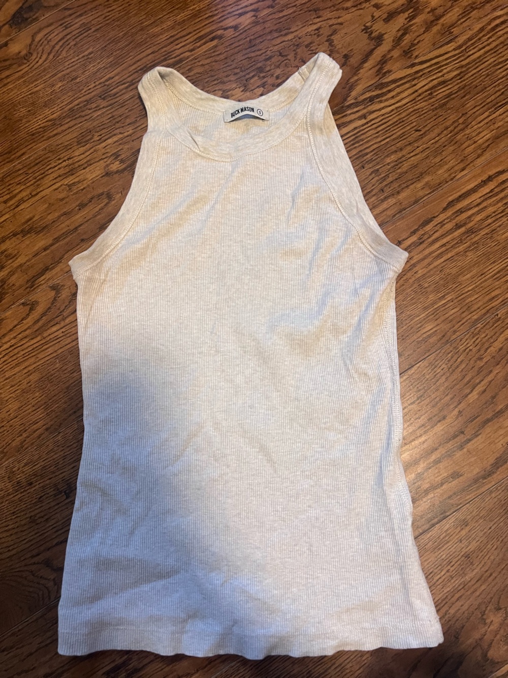 Buck Mason Lightweight Ribbed Halter Tank in Cream